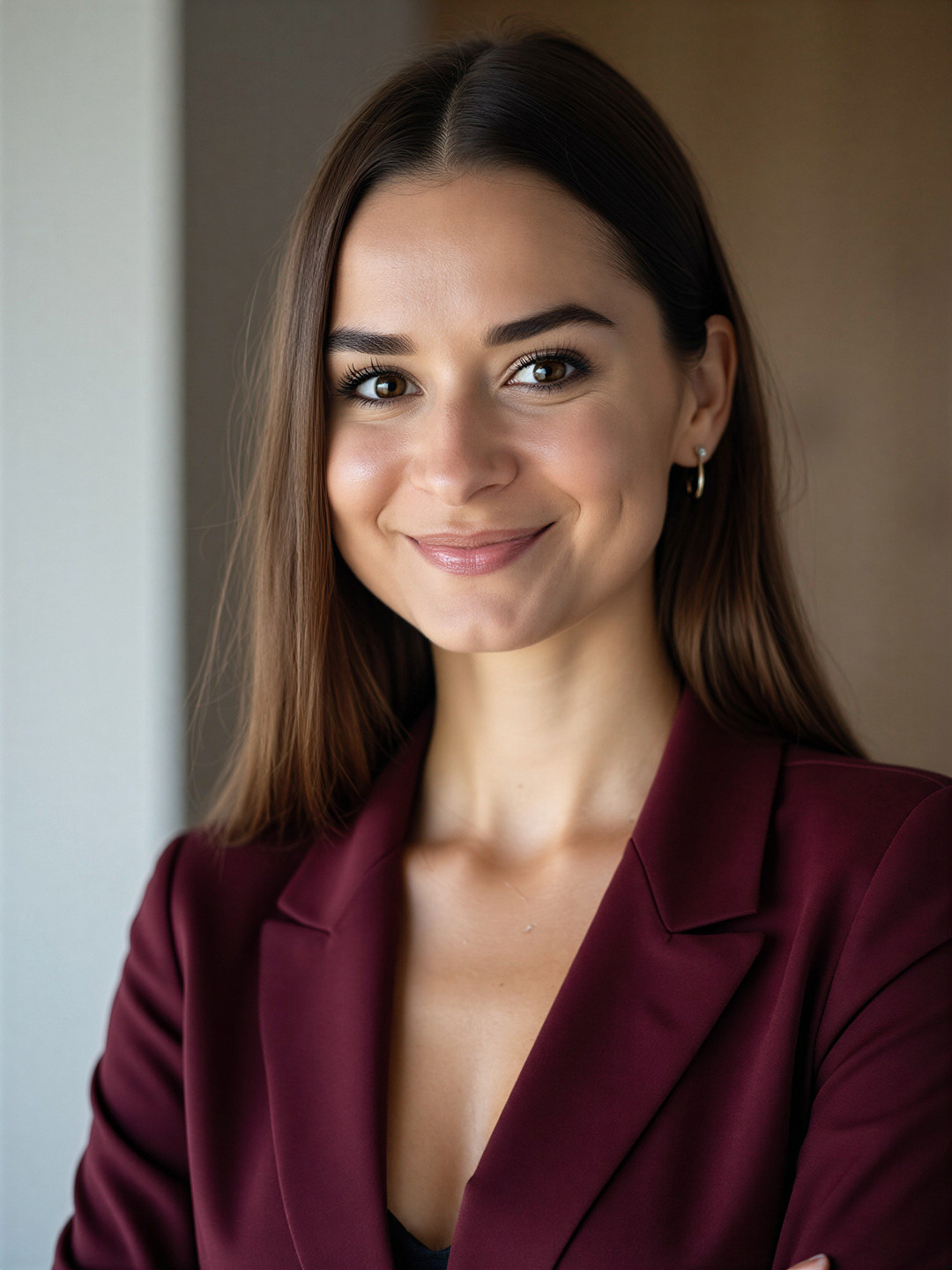 Profesjonalny portret biznesowy kobiety w nowoczesnej kawiarni biznesowej