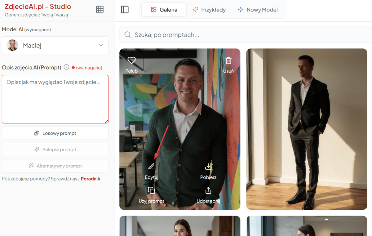 Przycisk Edytuj w Studio