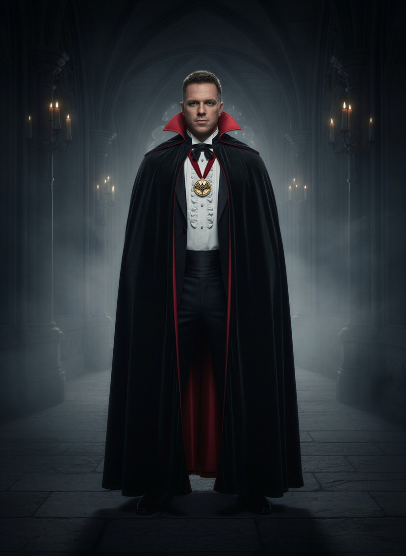 Męski portret w klimacie Halloween stworzony przez AI