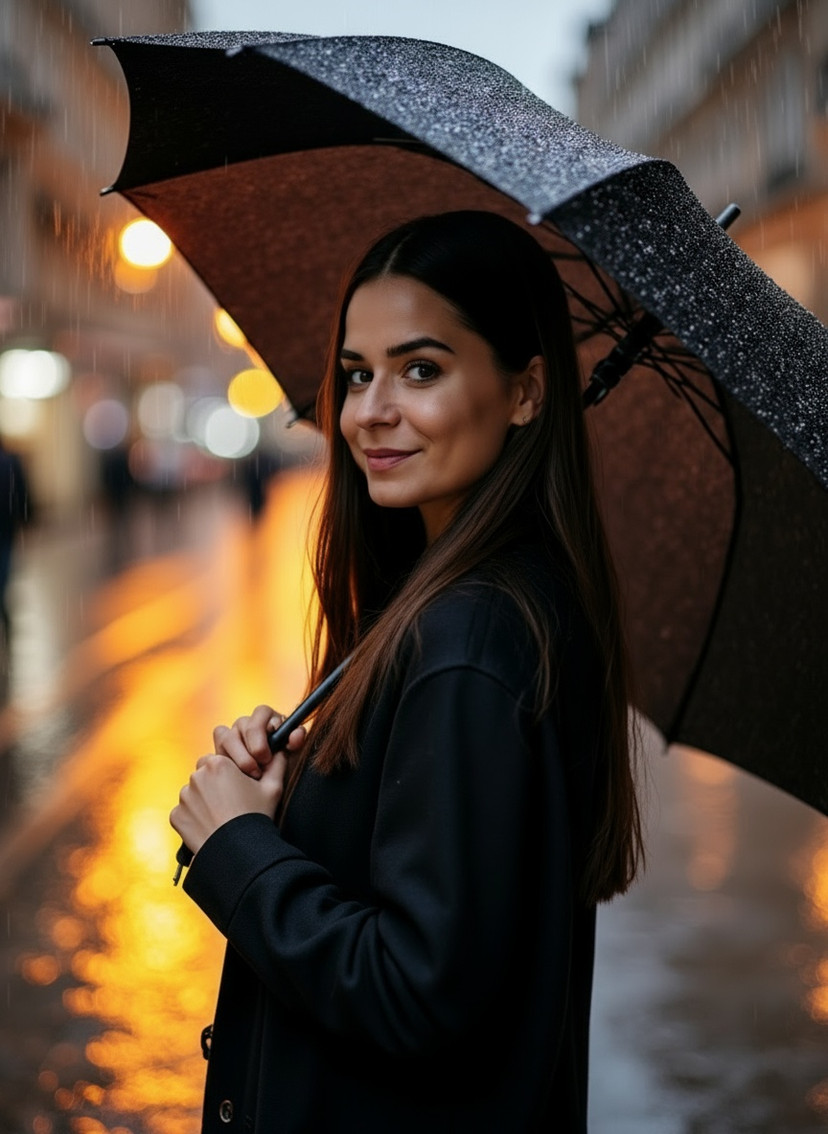 Profesjonalny portret kobiety w deszczu